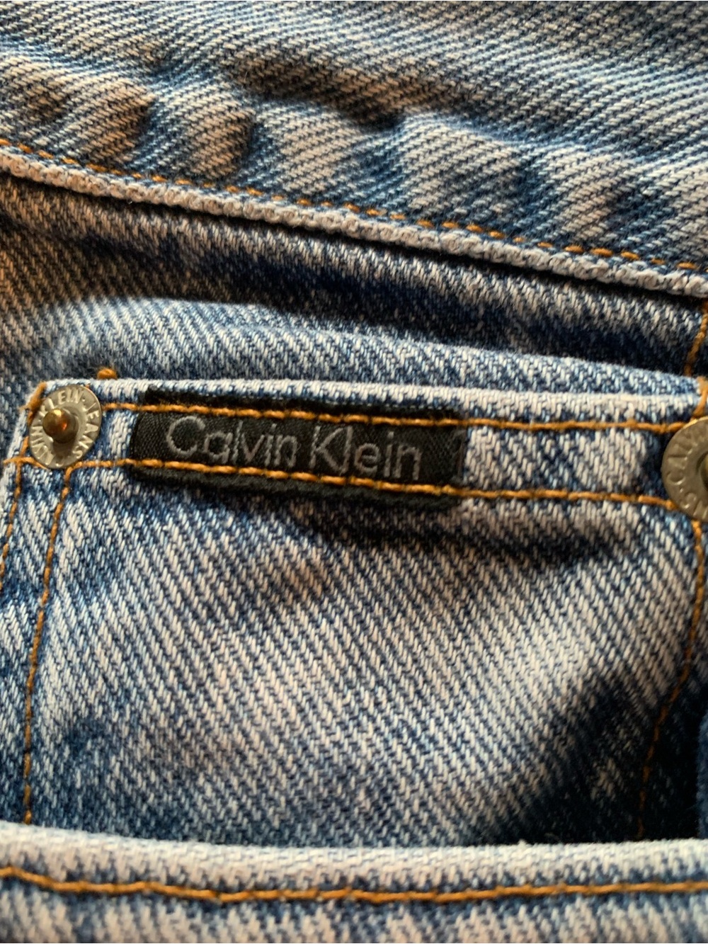 Vintage Calvin Klein Button-Fly High-Waist Straight Leg Jeans, Light Stonewash